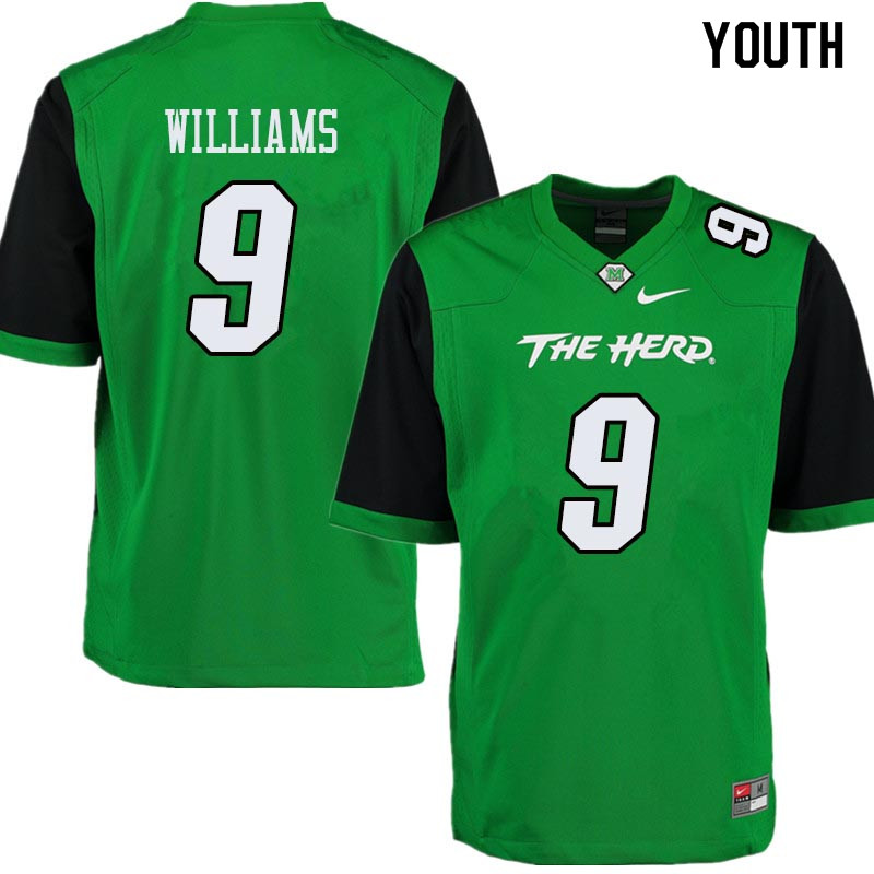 Youth #9 Marcel Williams Marshall Thundering Herd College Football Jerseys Sale-Green - Click Image to Close